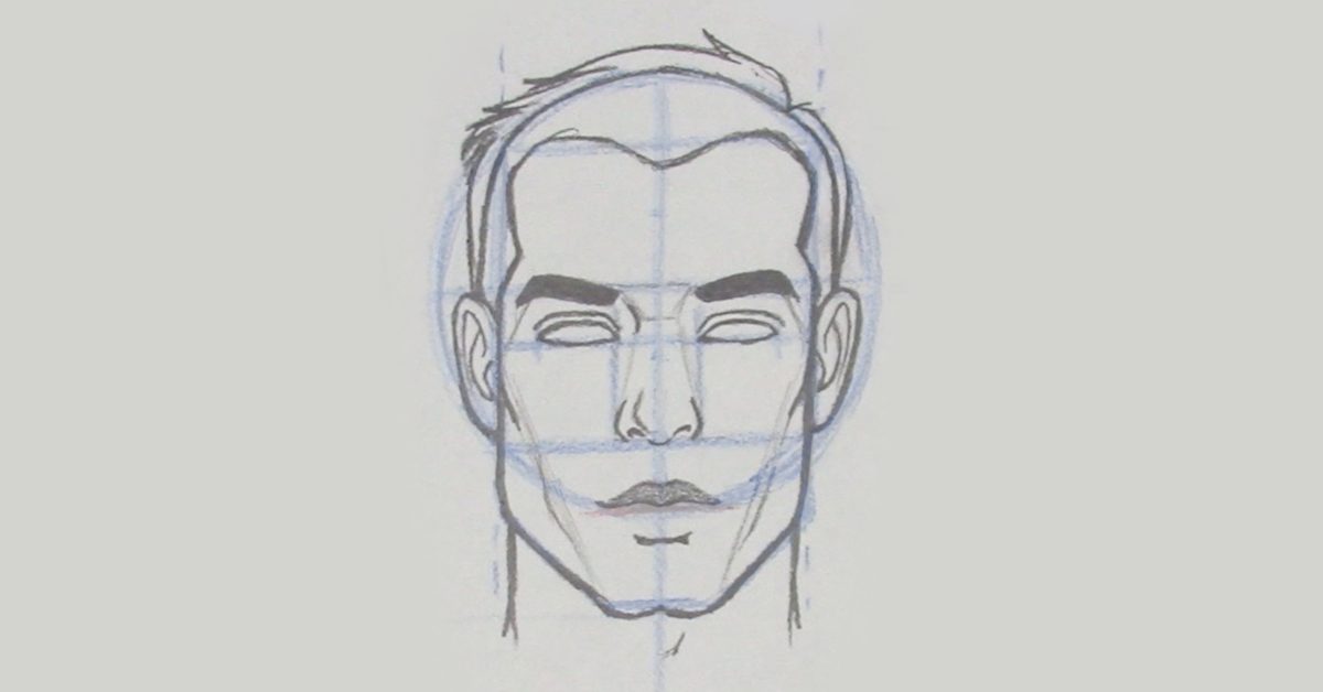 how to draw a face from the front using the loomis method