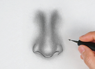 how to draw a nose from the front
