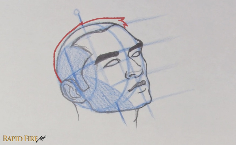 How to Draw a Face from the ¾ View – Looking Up (Loomis Method ...