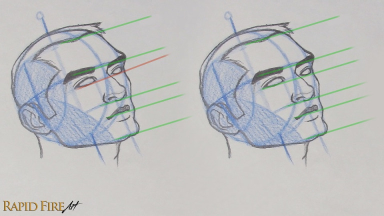 How to Draw a Face from the ¾ View – Looking Up (Loomis Method ...