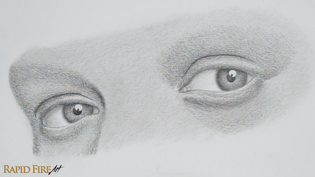 how to shade skin surrounding eyes 3 quarter view