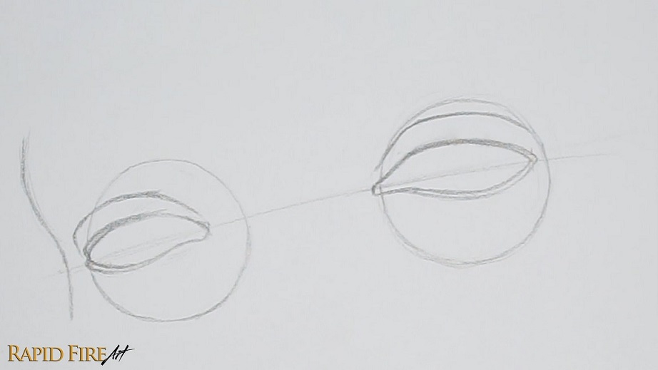 how to draw eyes 3/4 view eyelid creases