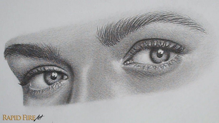 how to draw realistic eyes 3/4 view final drawing