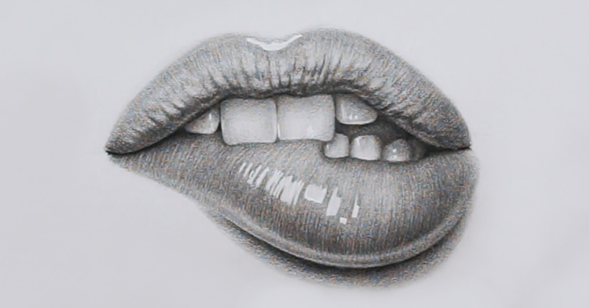How to Draw Realistic Biting Lips
